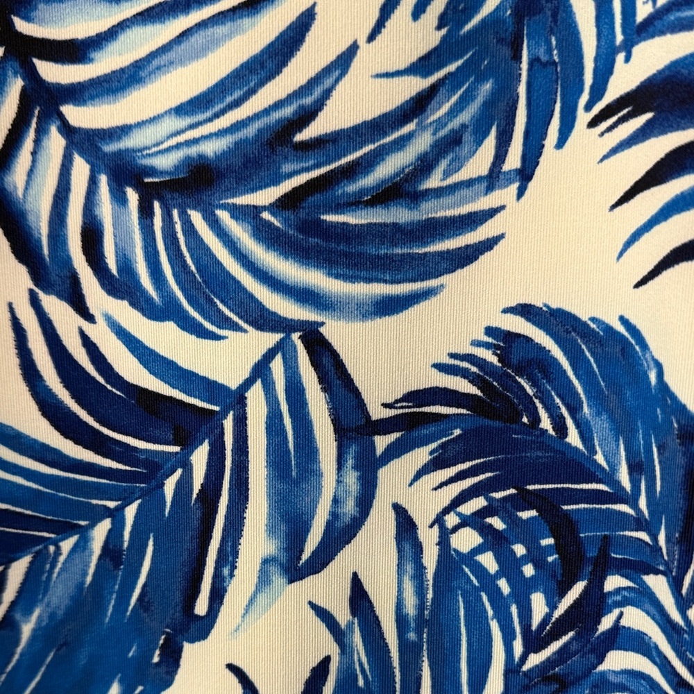 Tommy Bahama Blue and White Palm-Print Golf Shirt - Picture 4 of 6